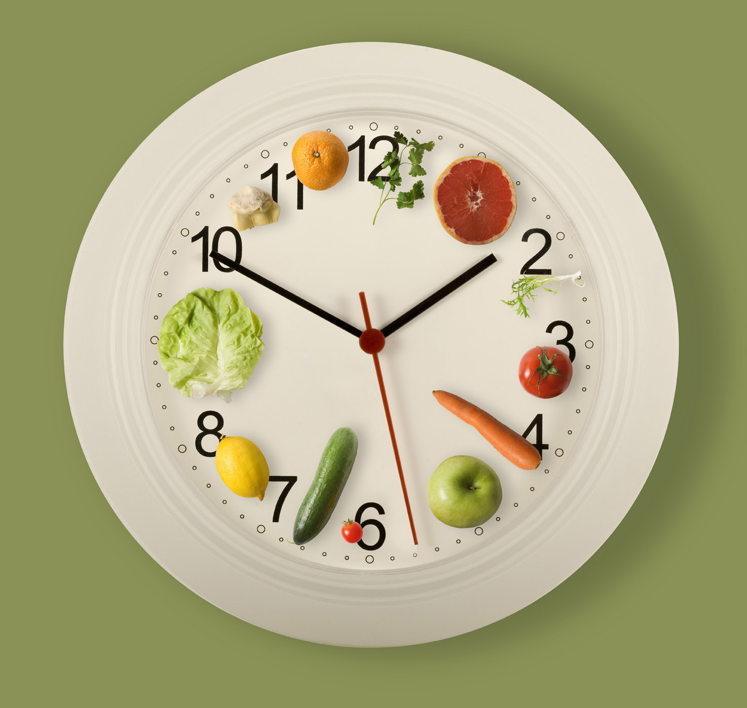 clock of veggies