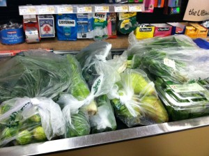 Client's groceries with greens veggies!  yeah :)